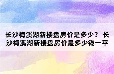 长沙梅溪湖新楼盘房价是多少？ 长沙梅溪湖新楼盘房价是多少钱一平